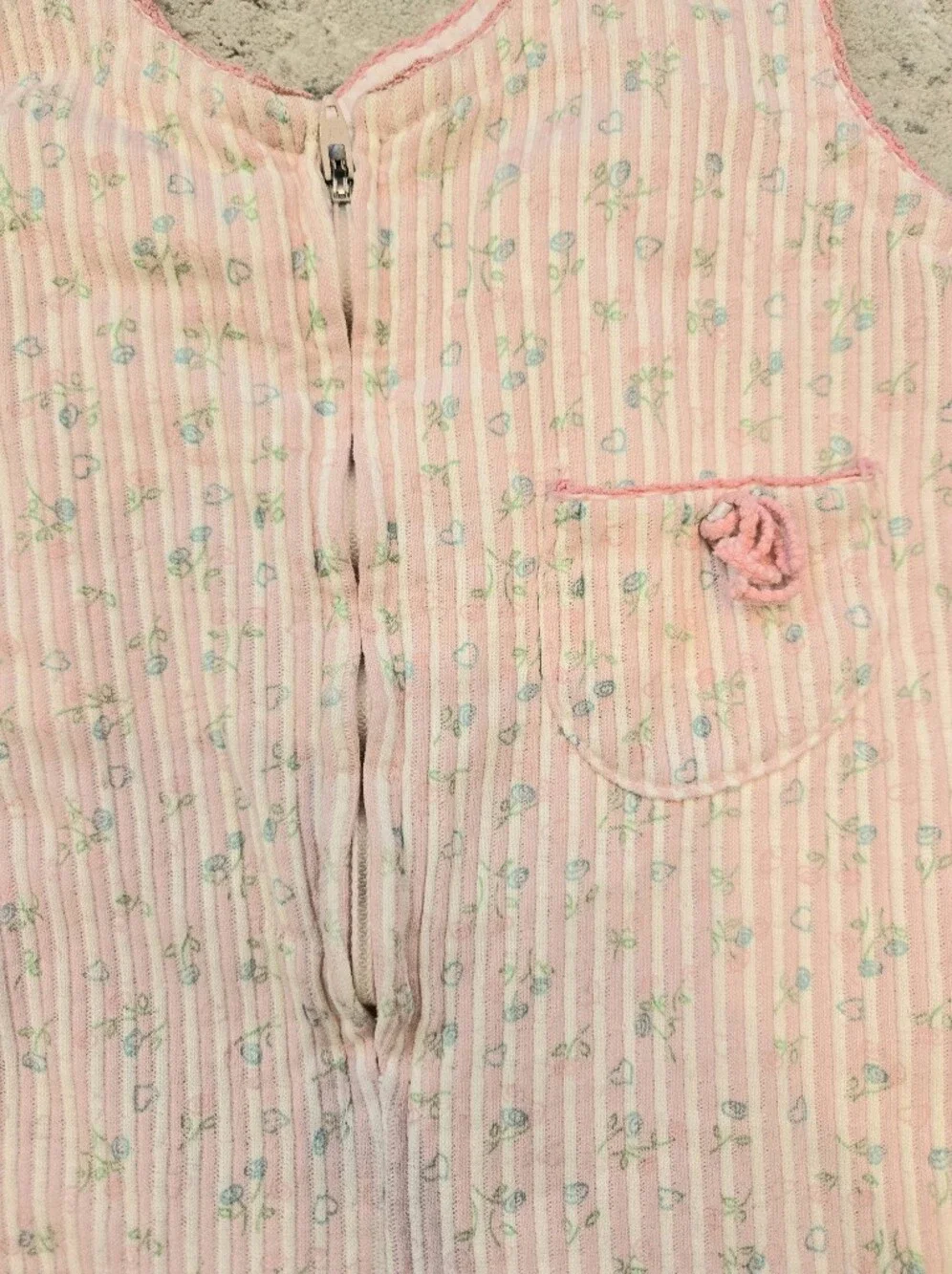 Carter's Vintage 1980s Pastel Pink Zip Up Pants Romper